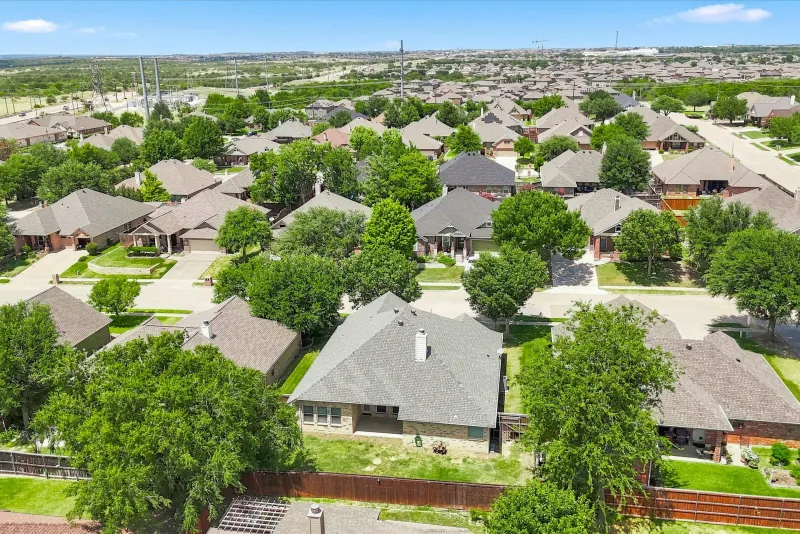 Aerial over the neighborhood